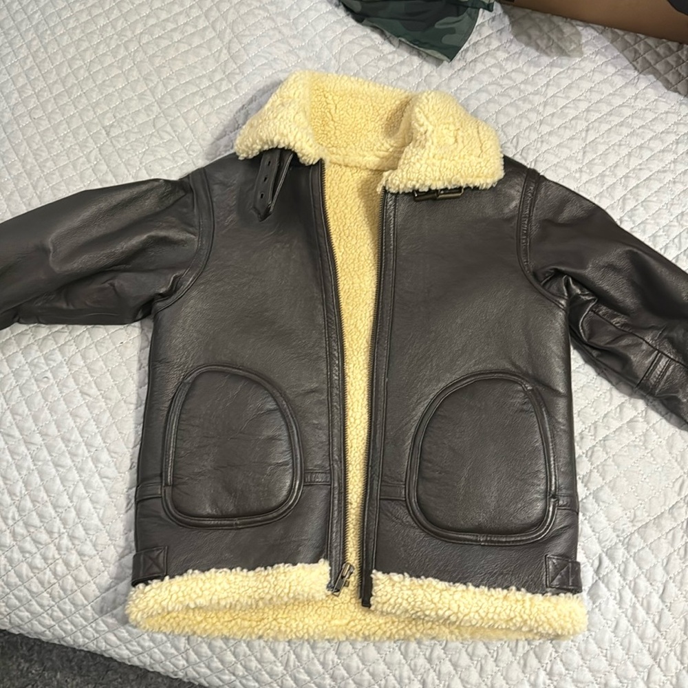 Leather Jacket with fur inside, Dark brown